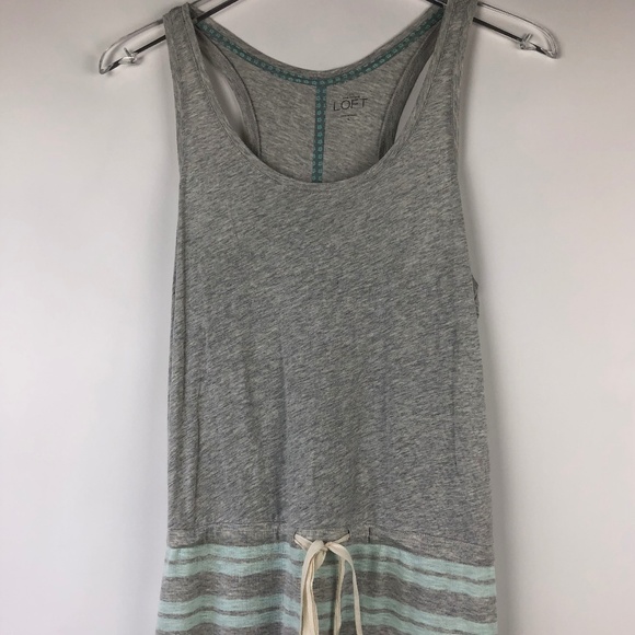 LOFT S Knit Maxi Dress Racerback Gray Green Casual - Picture 3 of 7
